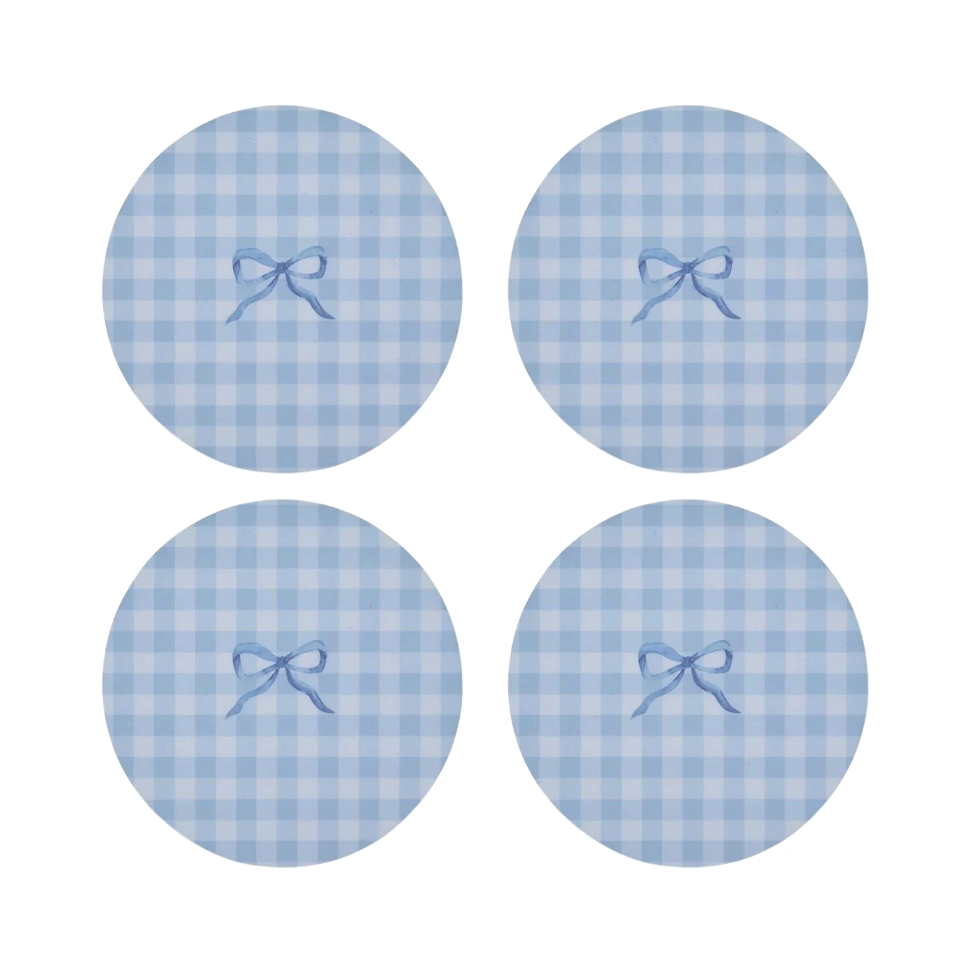 Blue Gingham Coasters- Set of 4