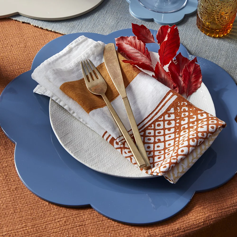 Chambray Blue Large Scallop Lacquer Placemats – Set of 4 - Image 2