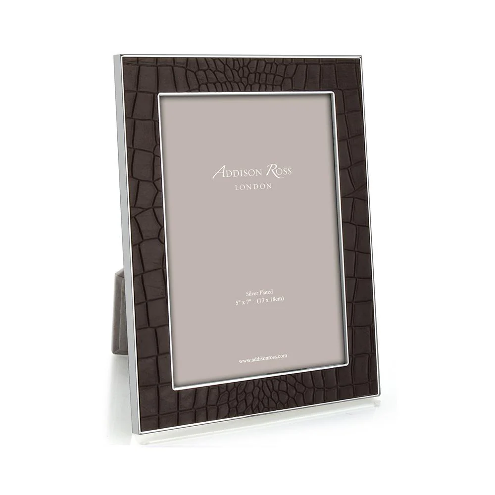 Chocolate Croc & Silver Frame