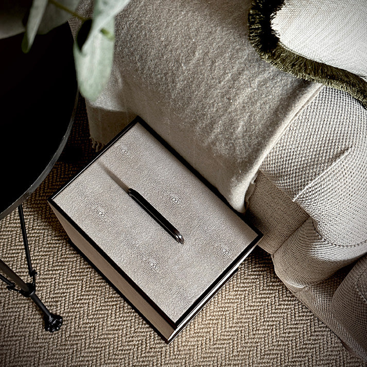 Ecru Faux Shagreen Bin - Image 3