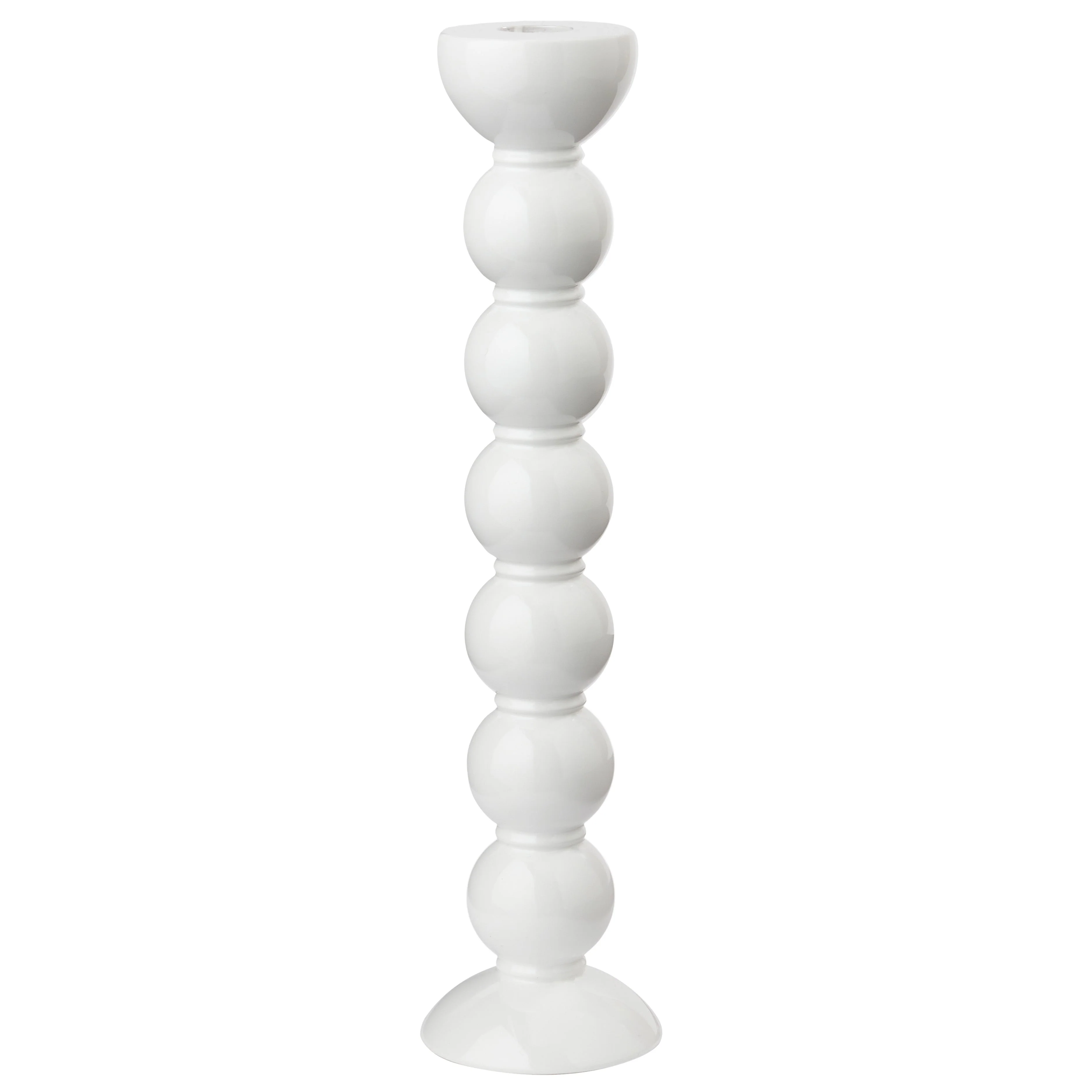 Extra Tall White Bobbin Candlestick - 33cm