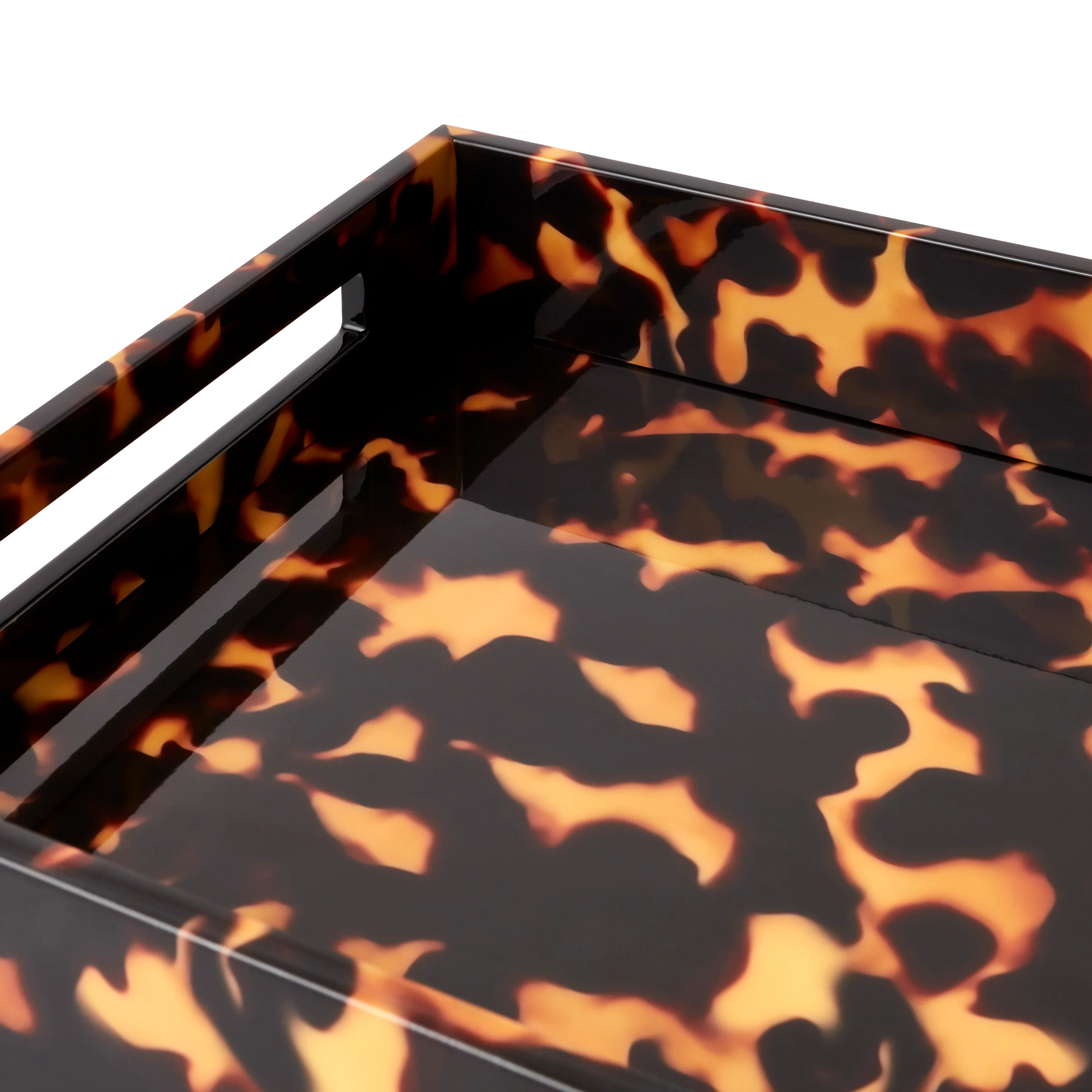 Faux Tortoiseshell Medium Lacquered Serving Tray - Image 2