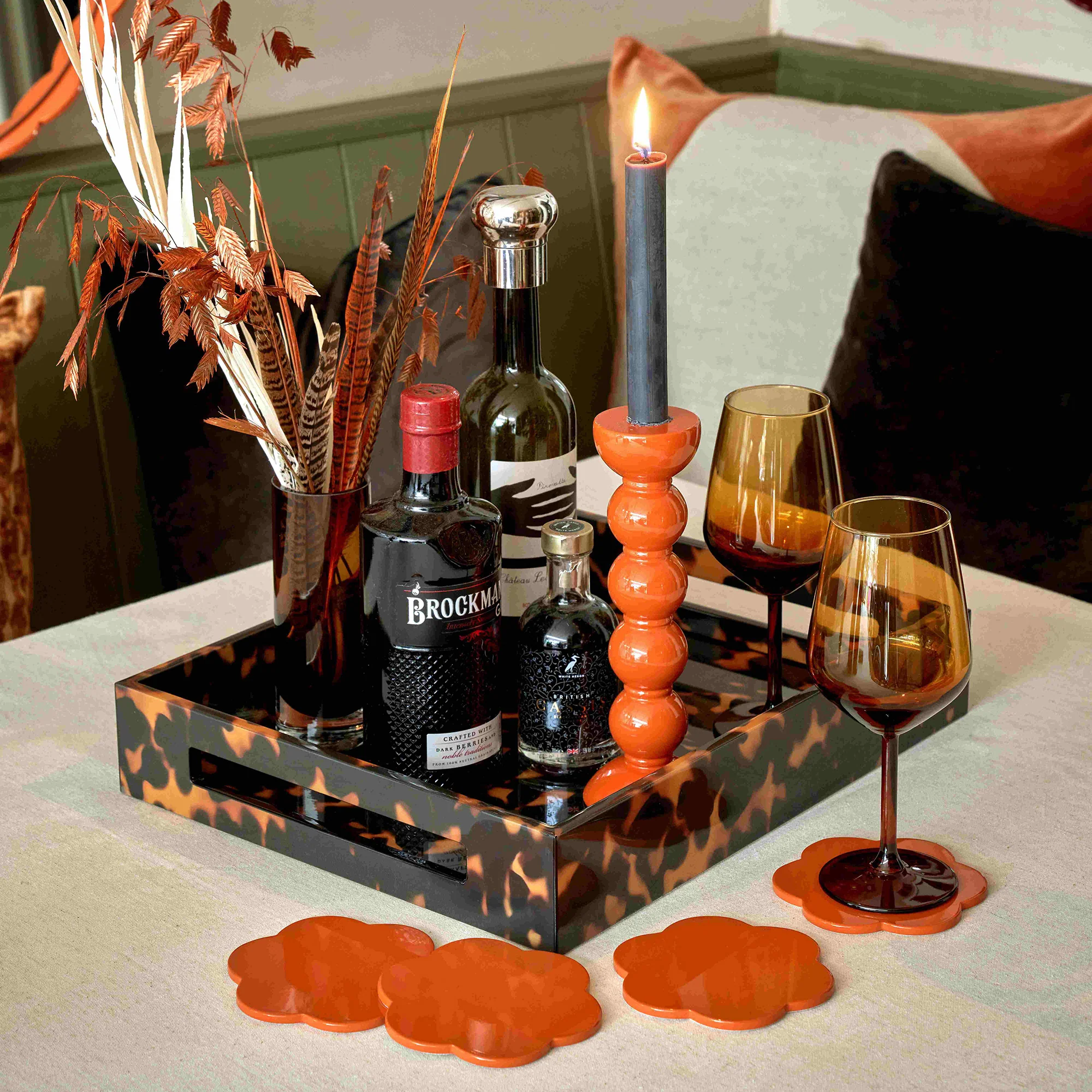 Faux Tortoiseshell Medium Lacquered Serving Tray - Image 4