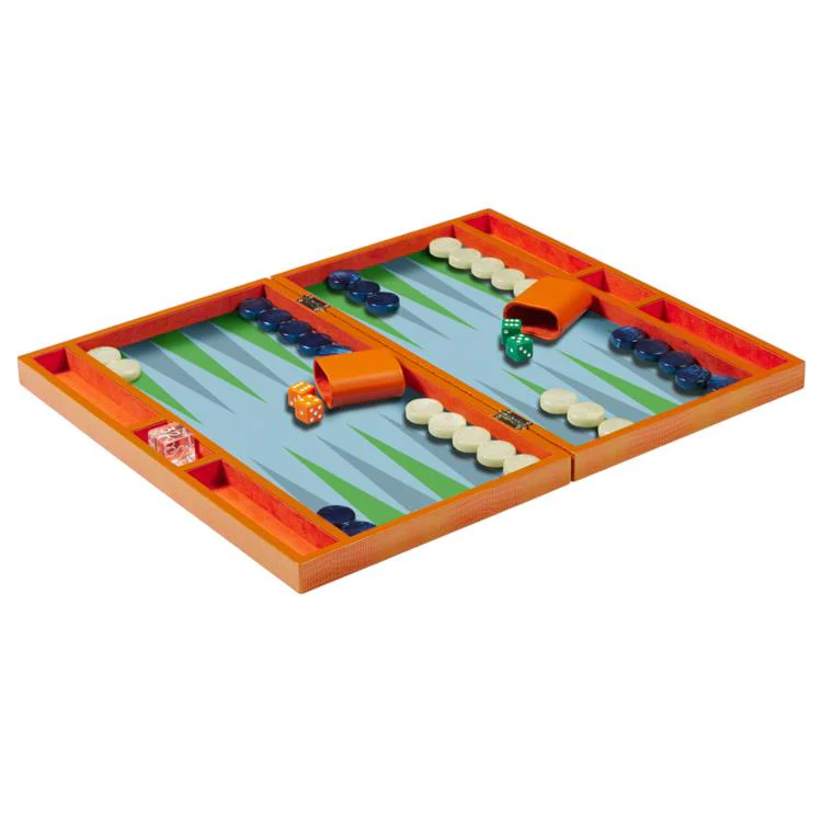 Orange Croc Lacquer Backgammon Set - Image 5