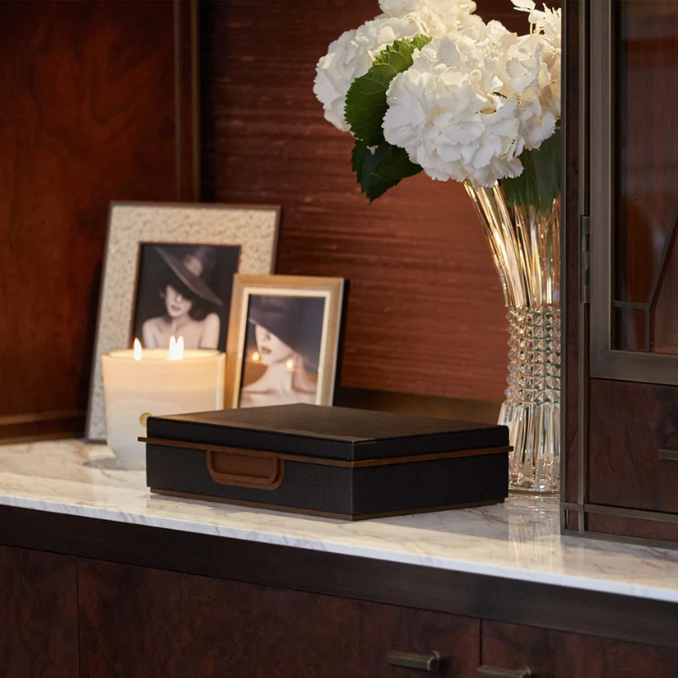 Large Anthracite Faux Shagreen Box - Image 3