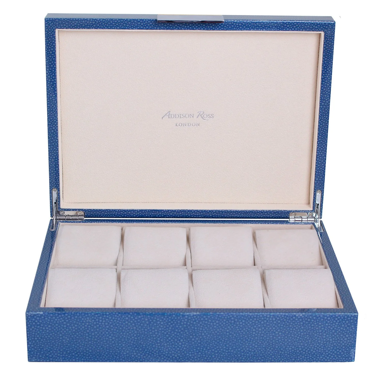 Large Blue Shagreen Watch Box with Silver