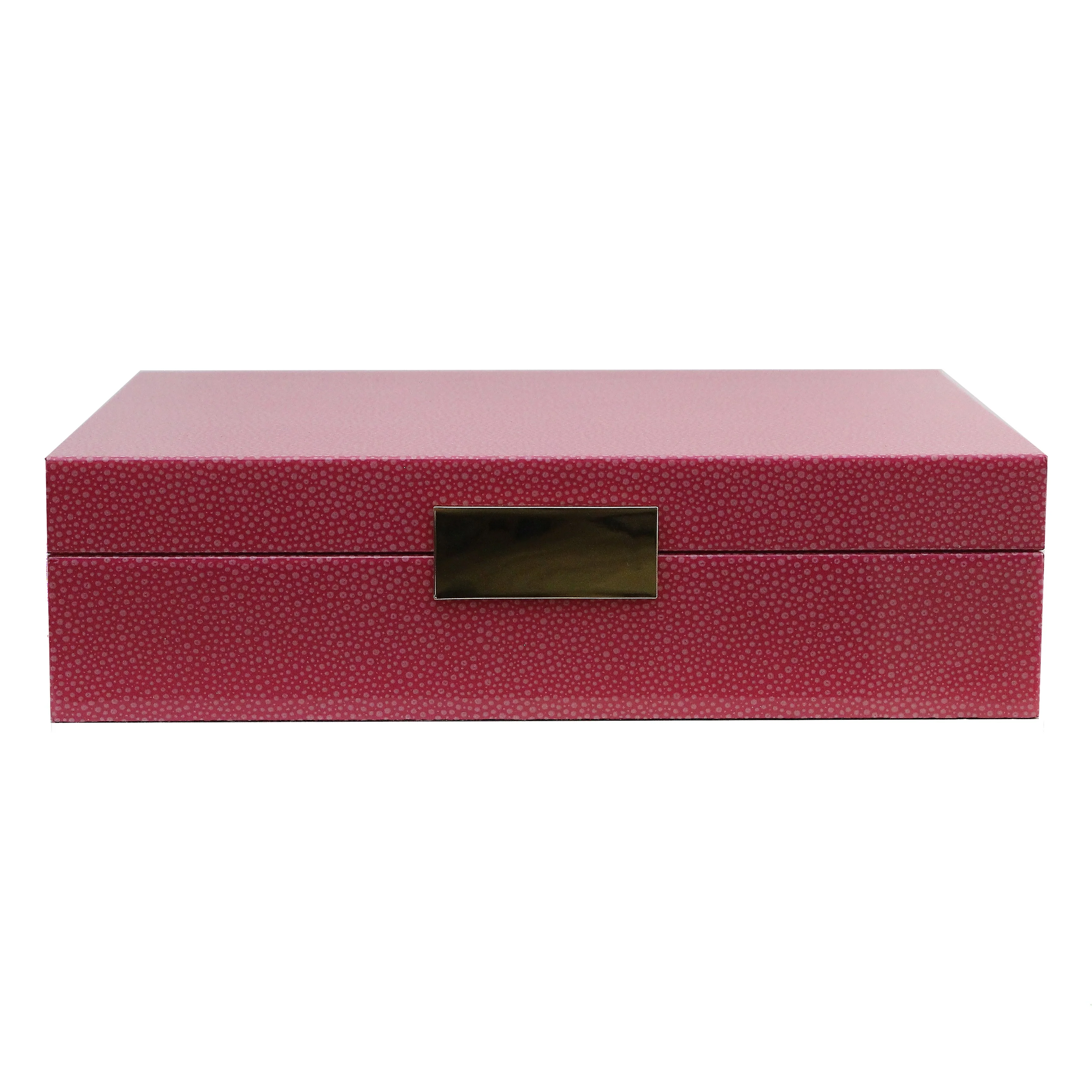Large Pink Shagreen Lacquer Box with Gold - Image 2