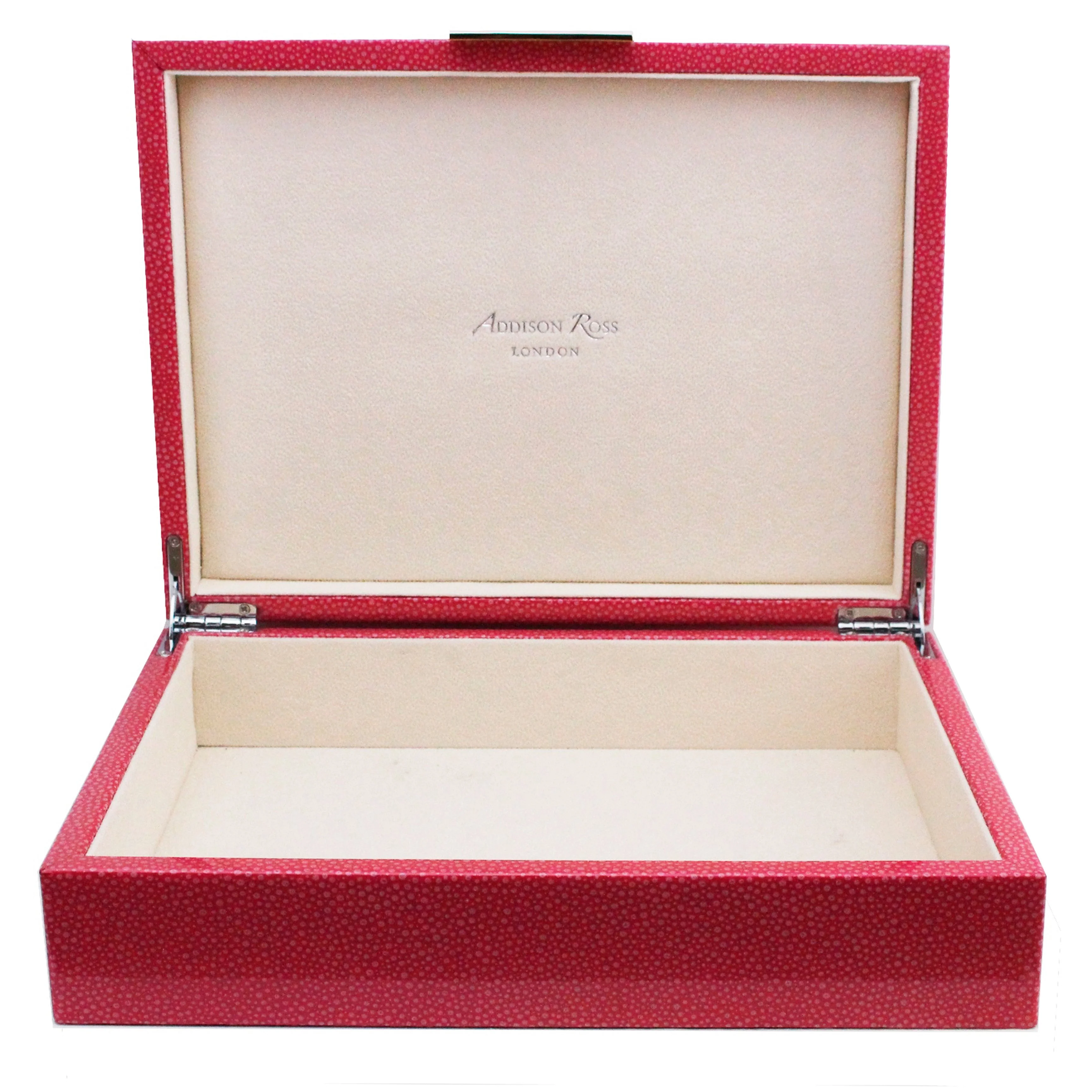 Large Pink Shagreen Lacquer Box with Silver