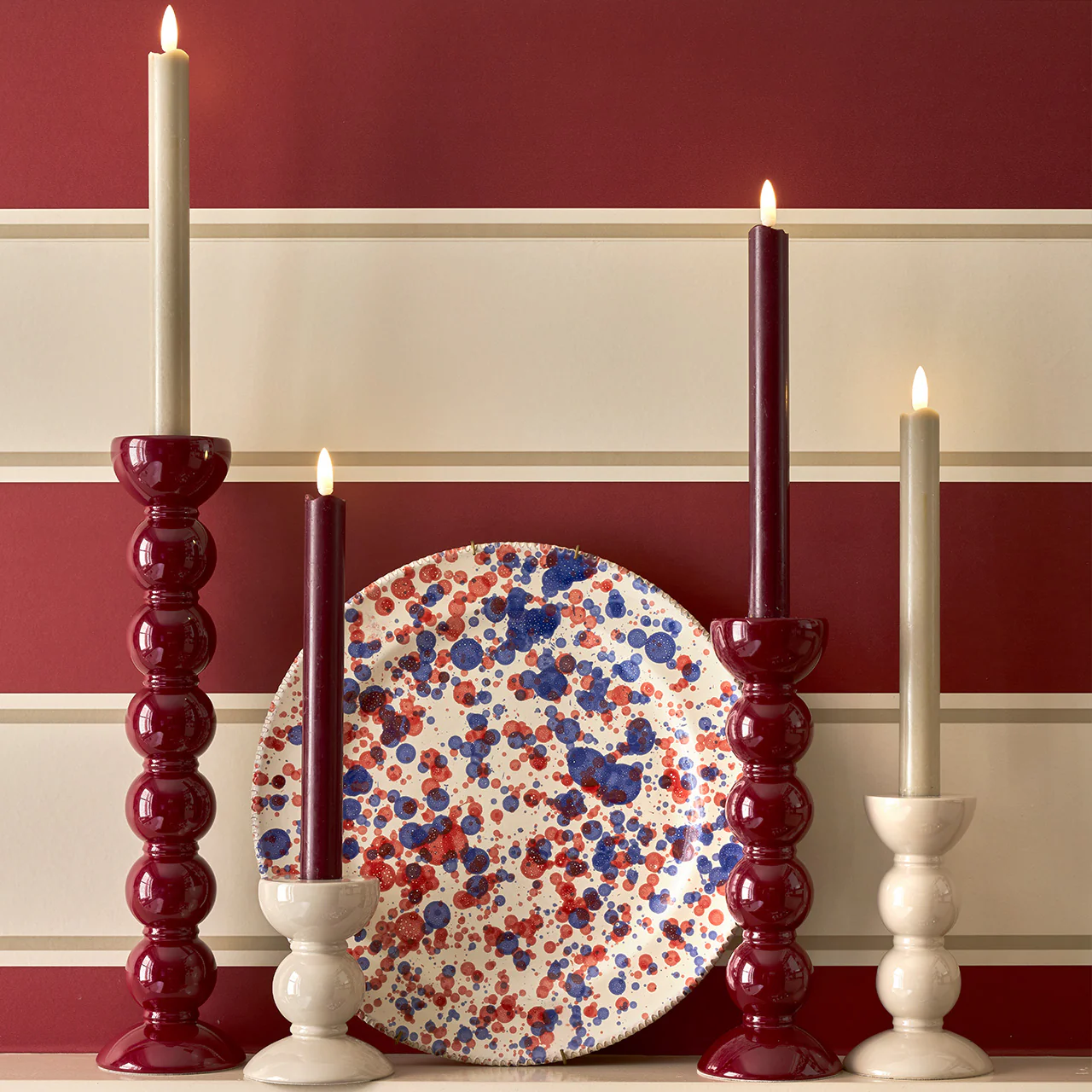 Medium Cherry Bobbin Candlestick - 14cm - Image 3