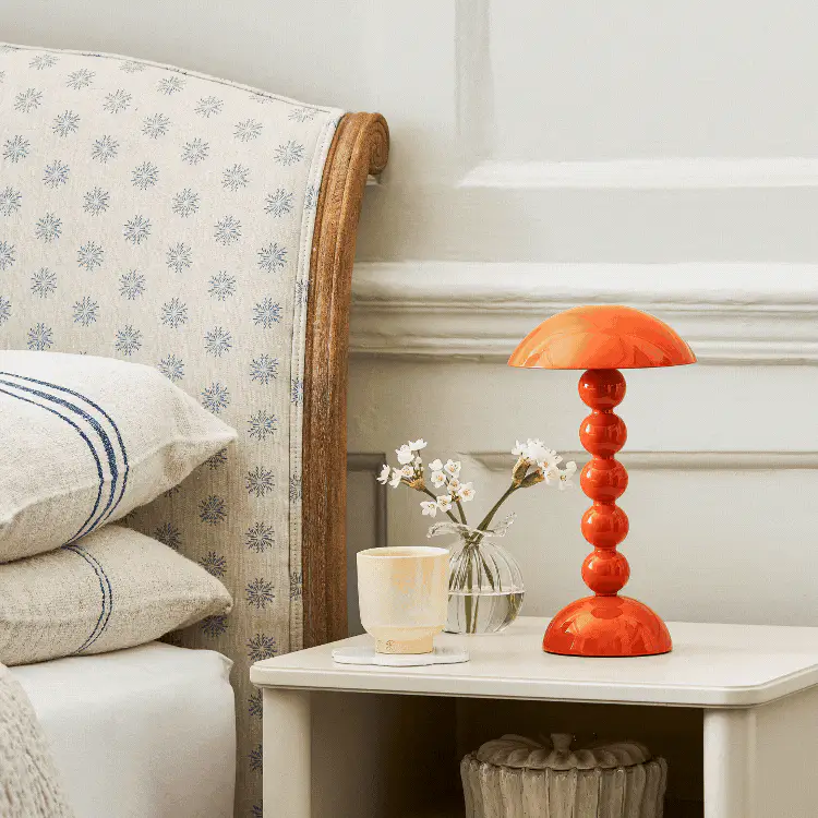 Orange Lacquer Rechargeable Bobbin LED Lamp - Image 2