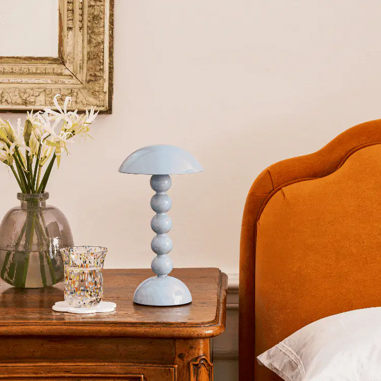 Pale Denim Lacquer Rechargeable Bobbin LED Lamp - Image 2