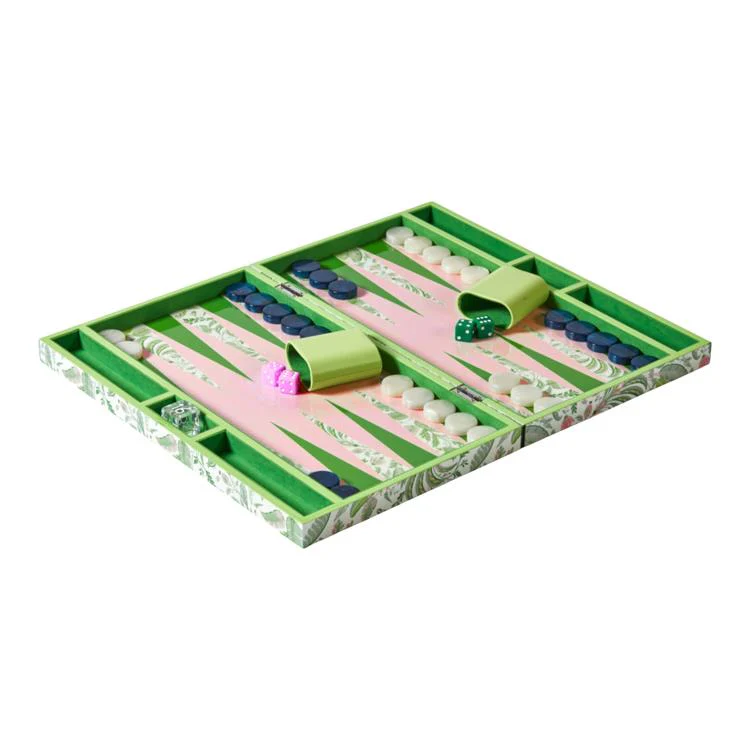 Palm Beach Green Lacquer Backgammon Set - Image 3