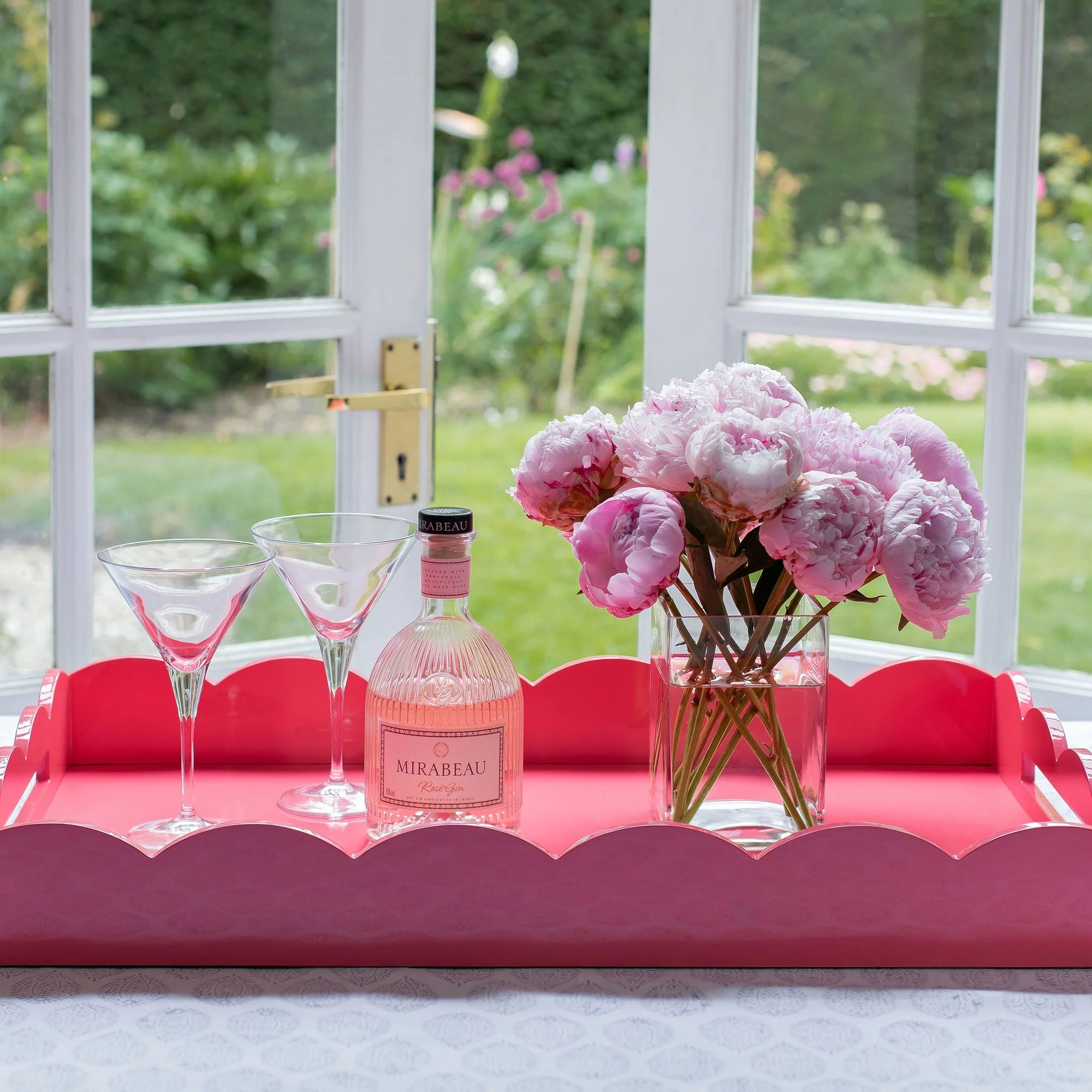 Watermelon Large Lacquered Scallop Ottoman Tray - Image 3