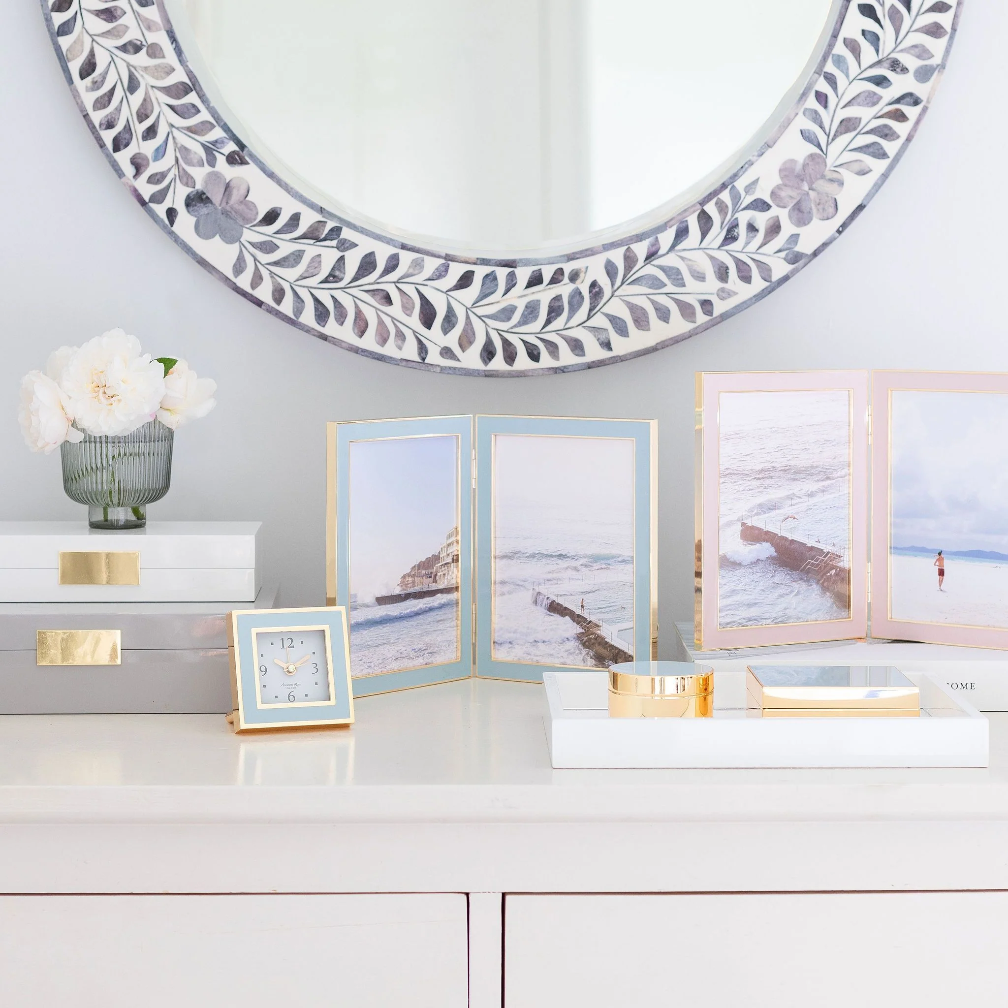 Powder Blue Enamel & Gold Double Frame - Image 2