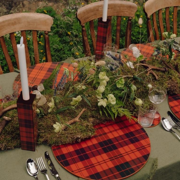 Ross Tartan Tall Candlestick- 24cm - Image 2