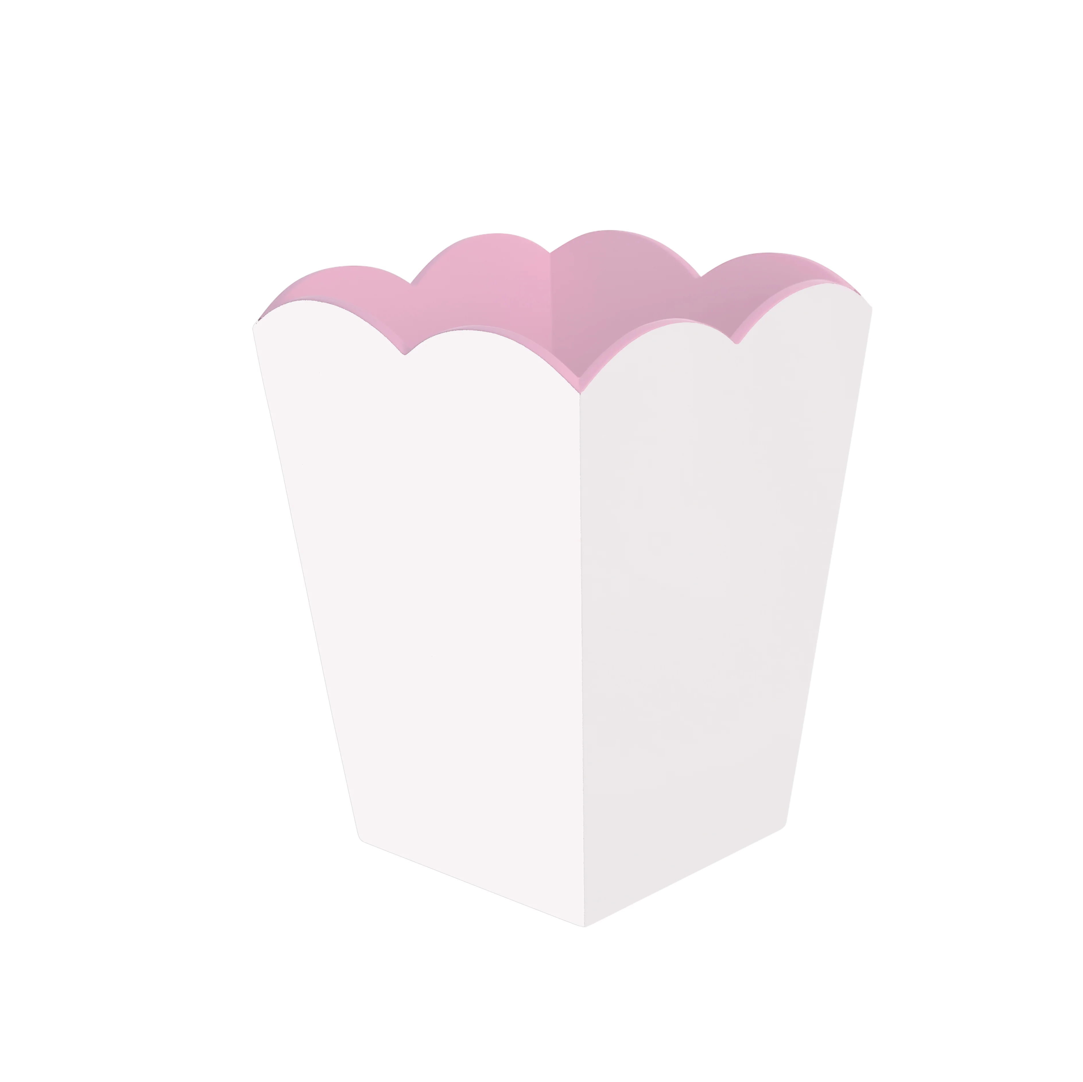 Scalloped Lacquer Bin – White & Pink
