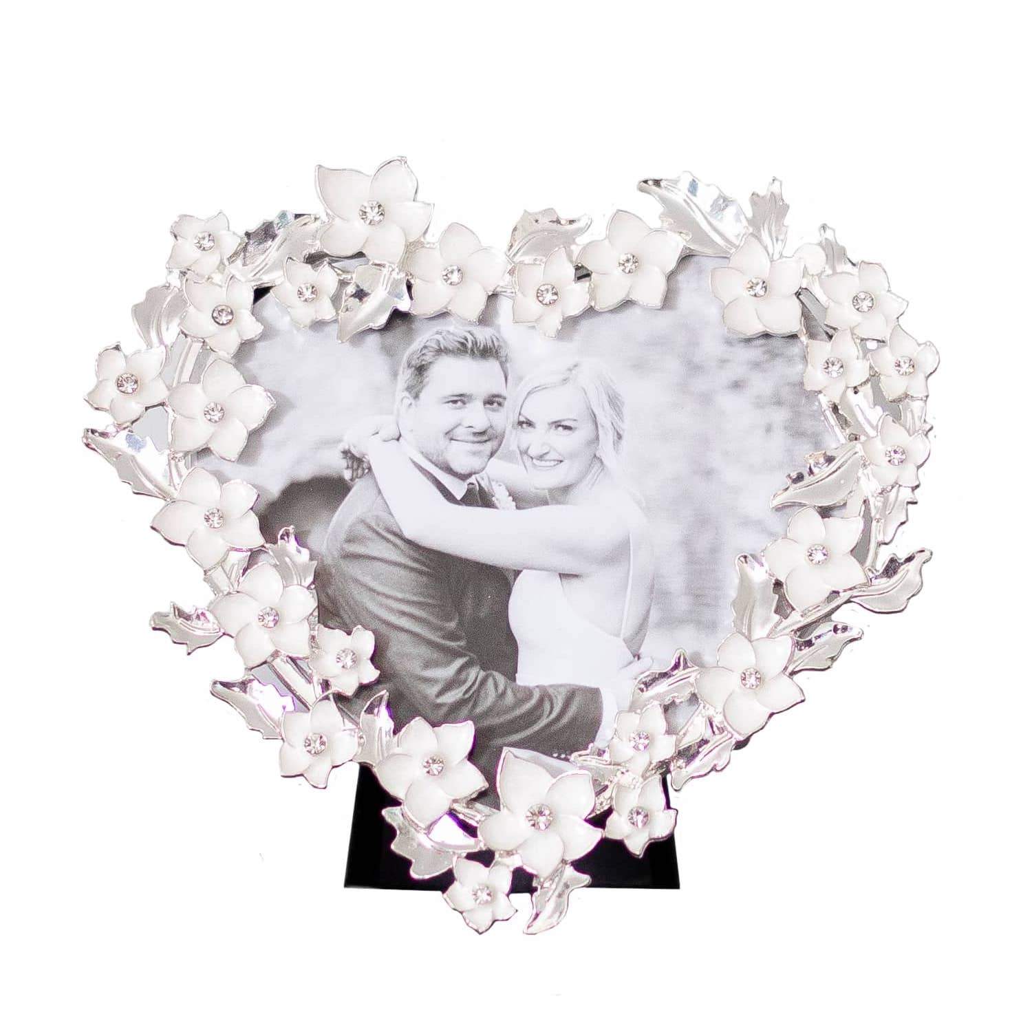 Silver & White Heart Flower Frame - Image 4