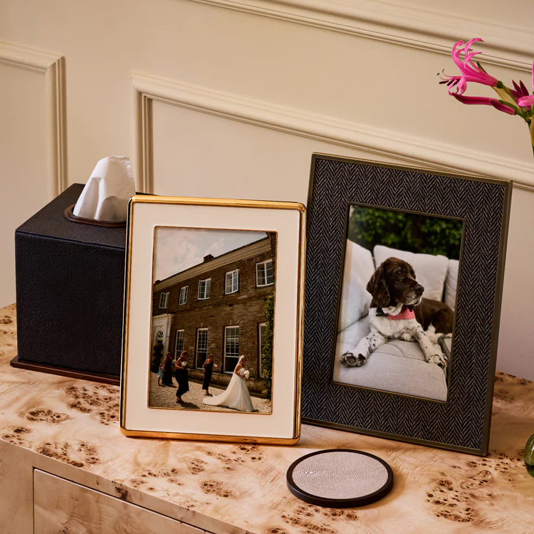 Sophie Paterson Photo Frame Dark Grey Herringbone 5 x 7" - Image 3
