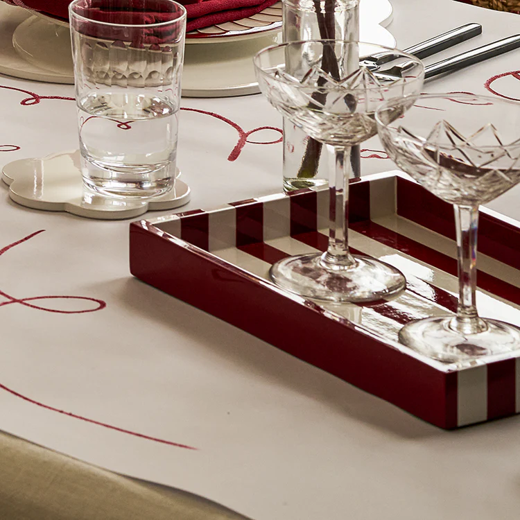 Small Burgundy Striped Tray - Image 3