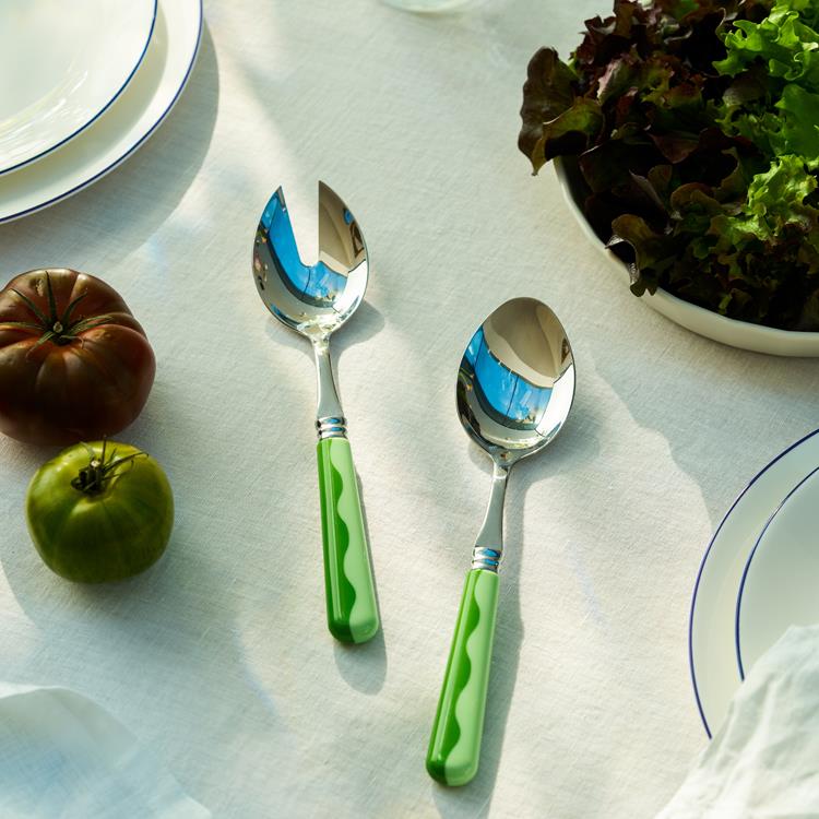 Wave Salad Servers - Leaf & Apple Green (2‑Piece Set) - Image 2