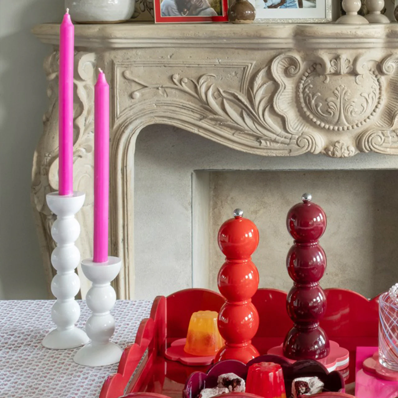 Medium White Bobbin Candlestick - 14cm - Image 3