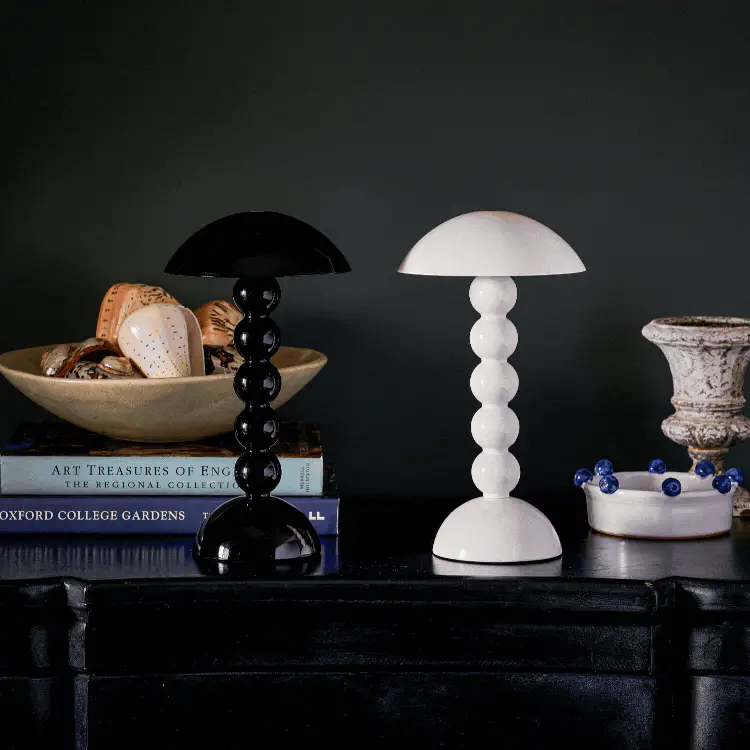 White Lacquer Rechargeable Bobbin LED Lamp - Image 2