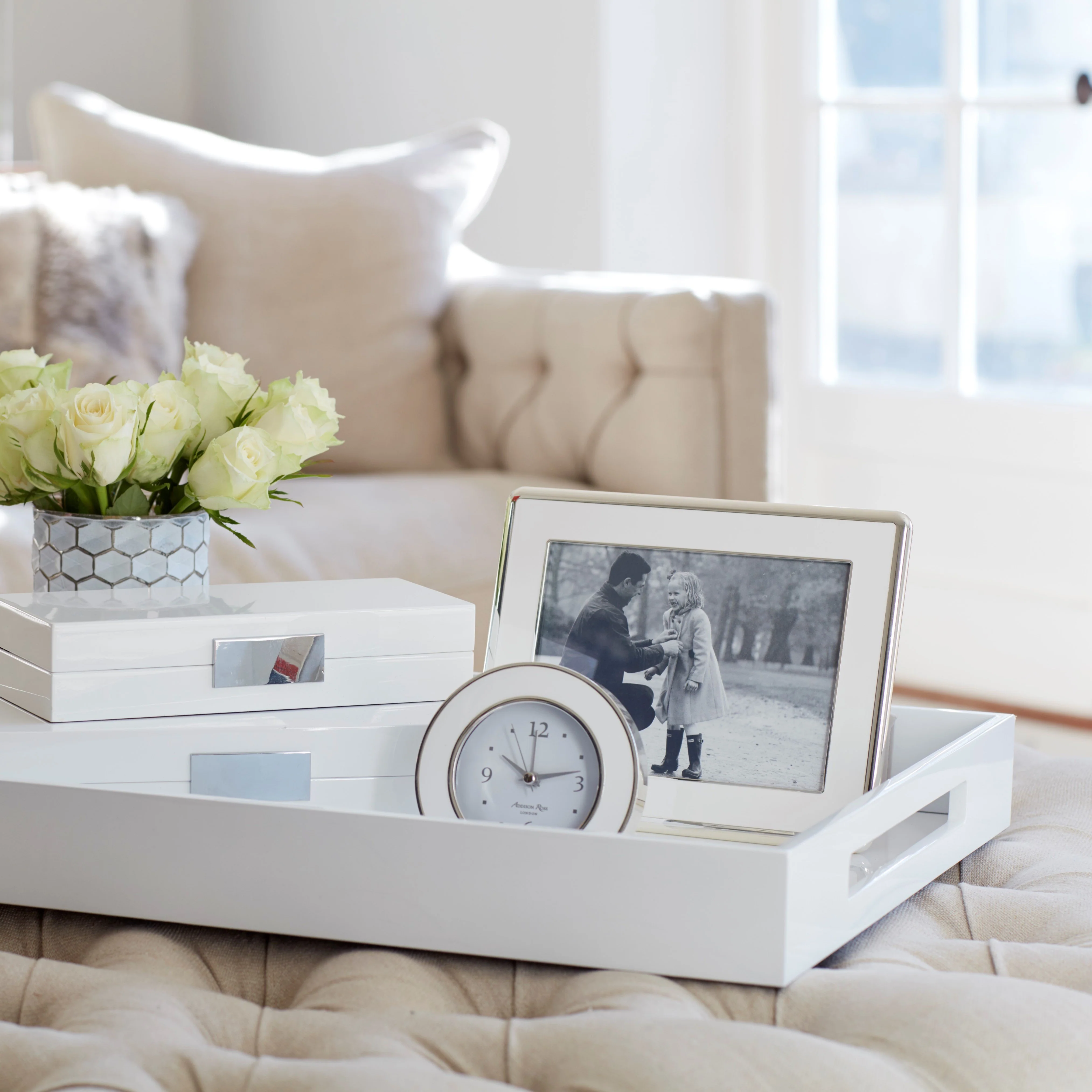 White Enamel & Silver Curve Frame - Image 3