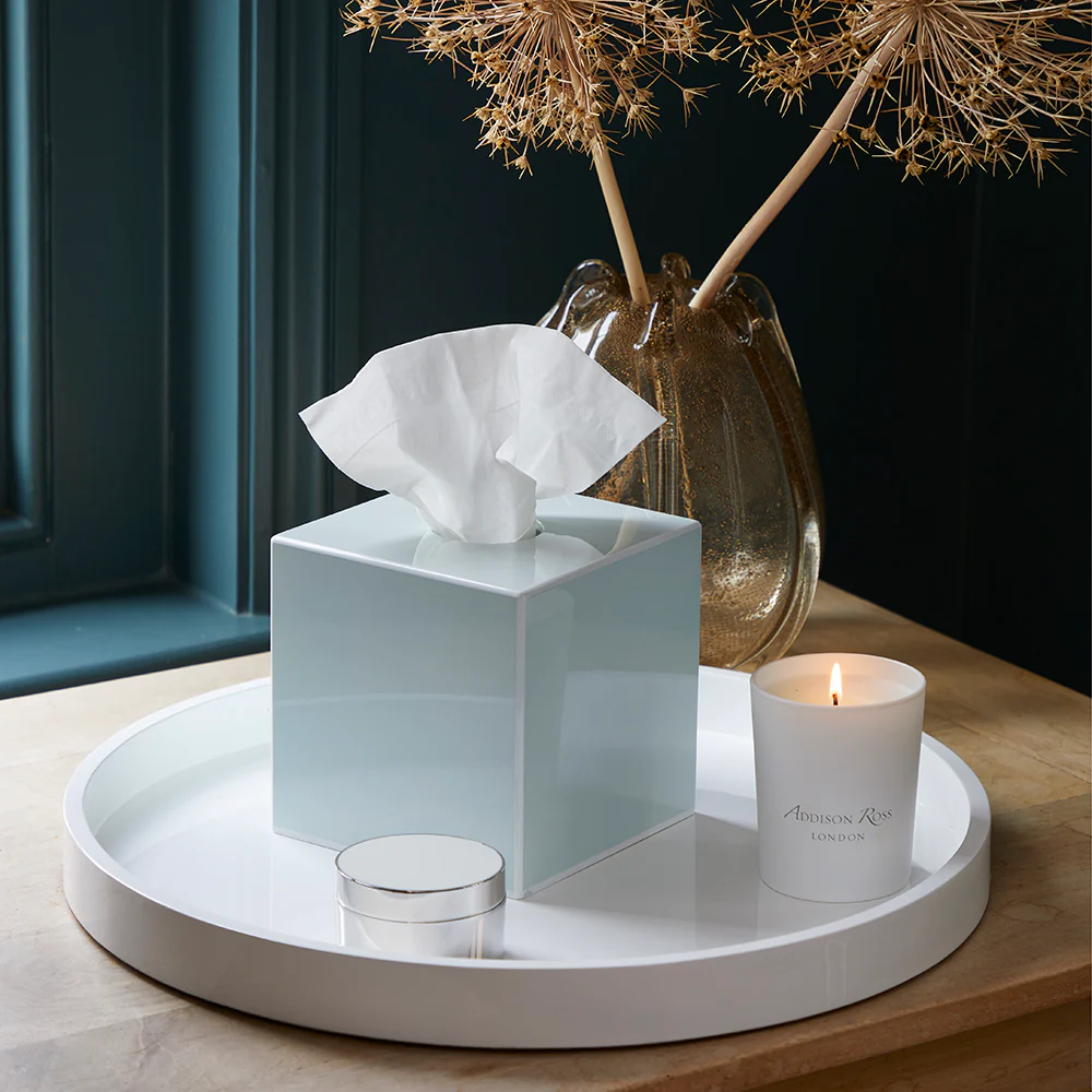 White Straight Sided Round Large Lacquered Tray - Image 2